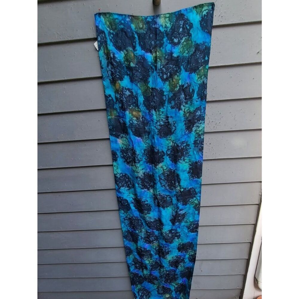 Blue Silk Batik Long Scarf